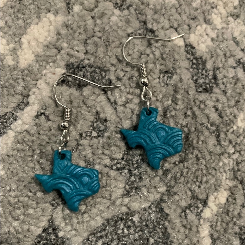 Blue Texas Shaped Earrings